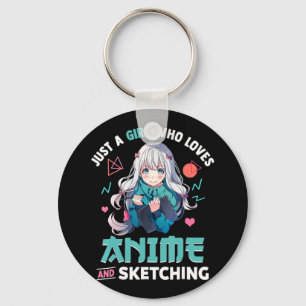 Bara en flicka som Kärlek Anime och Sketchar Japan Nyckelring