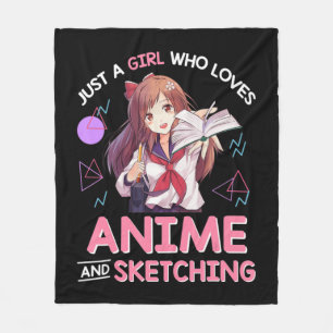 Bara en flicka som Kärlek Anime och Sketching 8 Fleecefilt