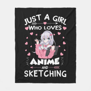 Bara en flicka som Kärlek Anime och Sketching ger Fleecefilt