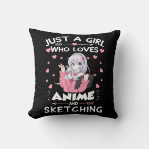 Bara en flicka som Kärlek Anime och Sketching ger Kudde