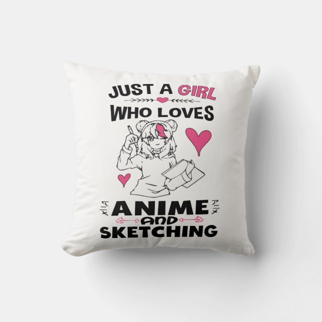 Bara en flicka som Kärlek Anime och Sketching Girl Kudde (Framsida)