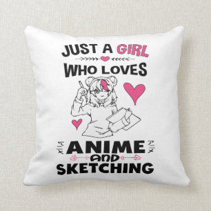 Bara en flicka som Kärlek Anime och Sketching Girl Kudde