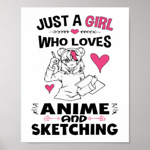 Bara en flicka som Kärlek Anime och Sketching Girl Poster