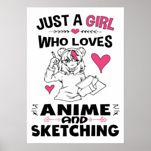 Bara en flicka som Kärlek Anime och Sketching Girl Poster