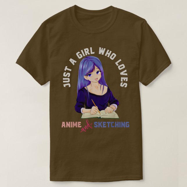 Bara en flicka som Kärlek Anime och Sketching Mang T Shirt (Design framsida)