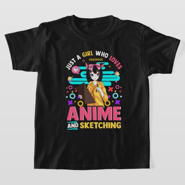 Bara en flicka som Kärlek Anime och Sketching T-Sh T Shirt (Laydown)