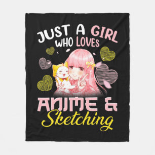 Bara en flicka som Kärlek Anime och Sketching Teck Fleecefilt