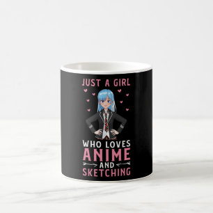 Bara en flicka som Kärlek anime och skissar. Kaffemugg