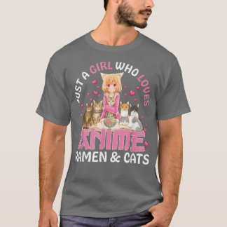 Bara en flicka som Kärlek Anime Ramen och Cat Japa T Shirt