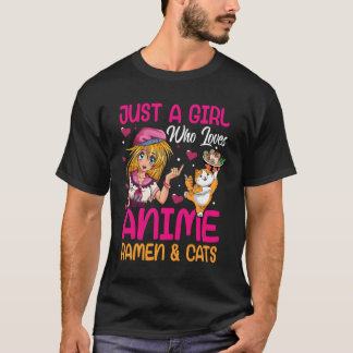 Bara en flicka som Kärlek Anime Ramen och Cats Cut T Shirt