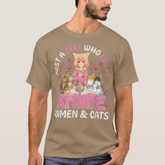 Bara en flicka som Kärlek Anime Ramen och Kat Japa T Shirt