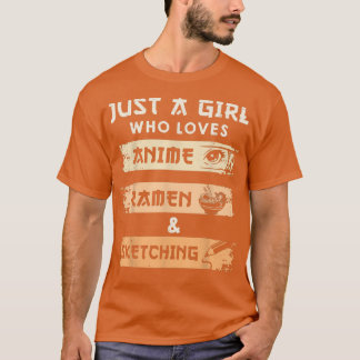 Bara en flicka som Kärlek anime Ramen och sketch p T Shirt