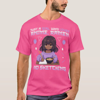 Bara en flicka som Kärlek anime Ramen och sketch p T Shirt
