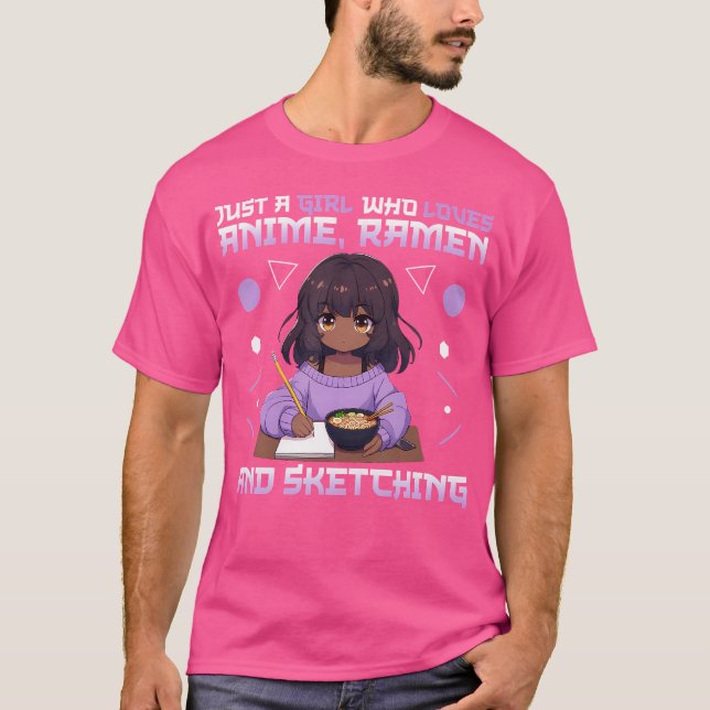 Bara en flicka som Kärlek anime Ramen och sketch p T Shirt (Framsida)