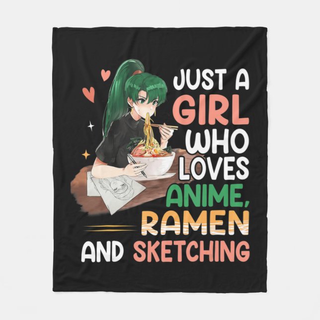 Bara en flicka som Kärlek anime Ramen och Sketchin Fleecefilt (Framsidan)