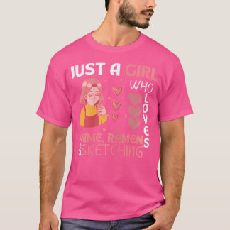 Bara en flicka som Kärlek anime Ramen och Sketchin T Shirt