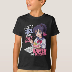 Bara en flicka som Kärlek anime Ramen och Sketchin T Shirt