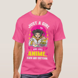 Bara en flicka som Kärlek anime Ramen och Sketchin T Shirt