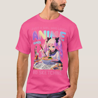 Bara en flicka som Kärlek anime Ramen och Sketchin T Shirt