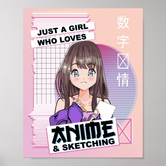 Bara en flicka som Kärlek Anime & Sketching - Kawa Poster (Framsidan)