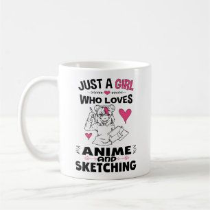 Bara en flicka som Kärlek animerar och sketchar f Kaffemugg
