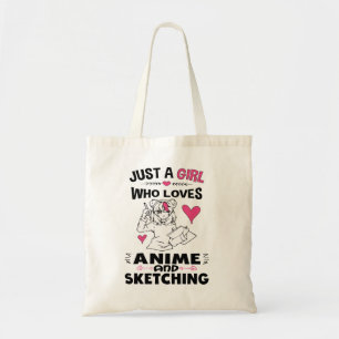 Bara en flicka som Kärlek animerar och sketchar f Tygkasse
