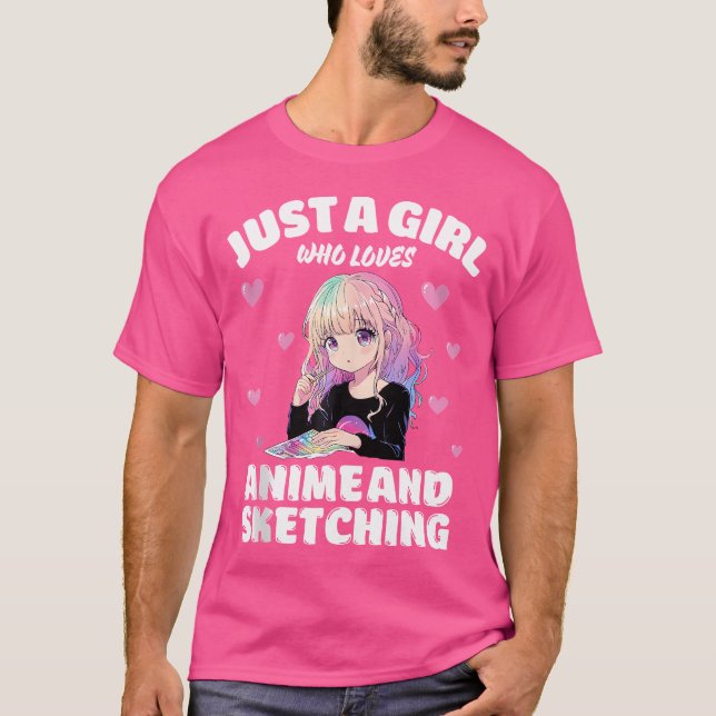 Bara en flicka som Kärlek animerar och skissar på  T Shirt (Framsida)