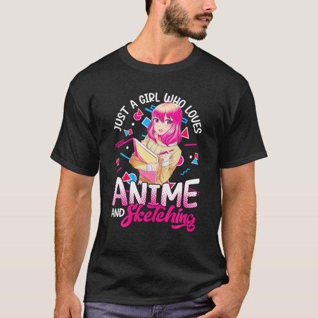 Bara en flicka som Kärlek animerar och skissar på  T Shirt (Framsida)