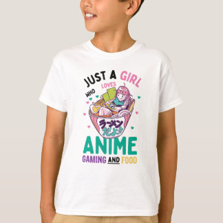 Bara en flicka som kärlek animerar spel och mat t shirt