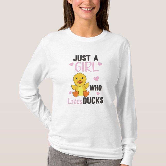 Bara en flicka som Kärlek Ankor - Cute Animals Ank T Shirt (Framsida)