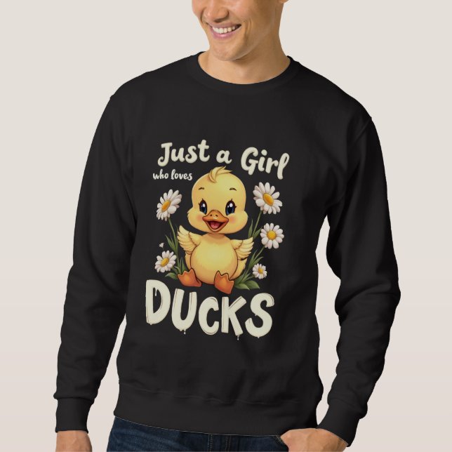 Bara en flicka som kärlek ankor Cute Anka Älskare  Lång Ärmad Tröja (Framsida)