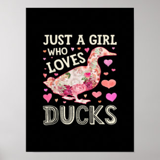 Bara en flicka som Kärlek Ankor Funny Anka Silhoue Poster