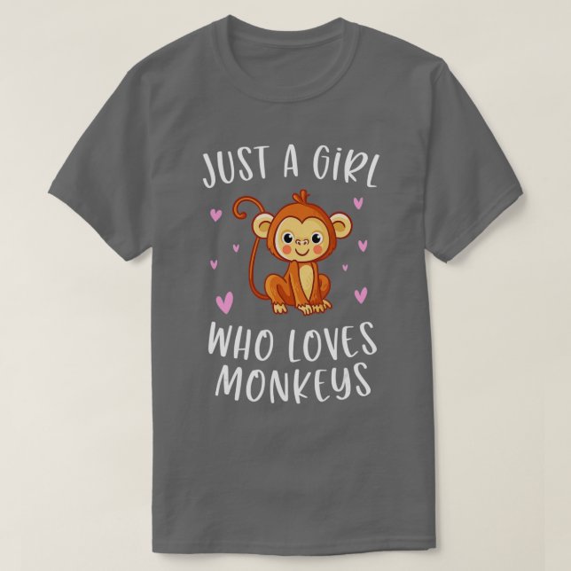 Bara en flicka som Kärlek apor cute Monkey Älskare T Shirt (Design framsida)