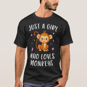 Bara en flicka som Kärlek apor Cute Monkey Älskare T Shirt