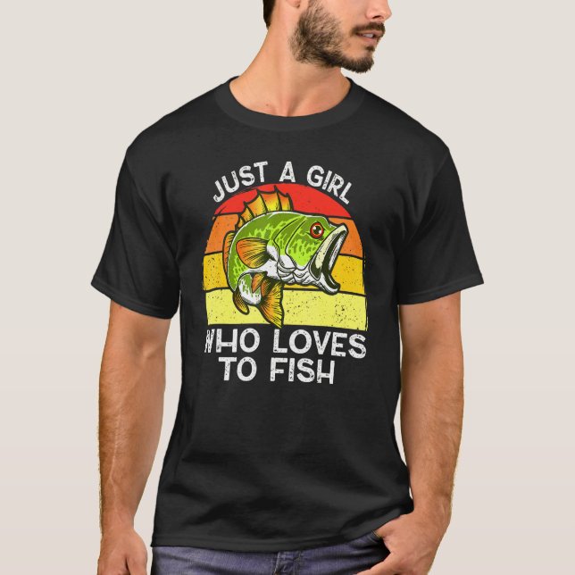 Bara en flicka som Kärlek att fiska efter snurrefi T Shirt (Framsida)