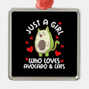 Bara en flicka som Kärlek avocado och katter Julgransprydnad Metall