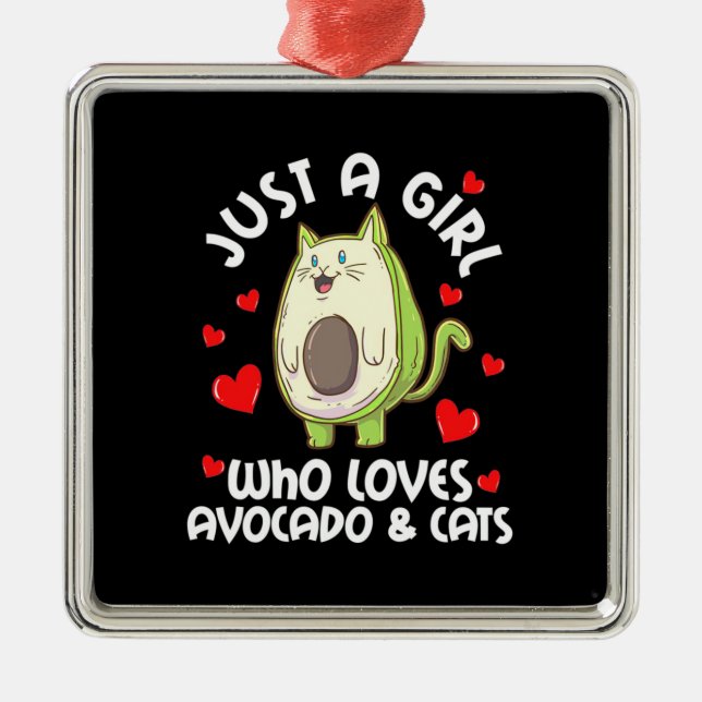 Bara en flicka som Kärlek avocado och katter Julgransprydnad Metall (Framsidan)