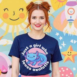 Bara en flicka som Kärlek Axolotls Blue Kawaii Cut T Shirt