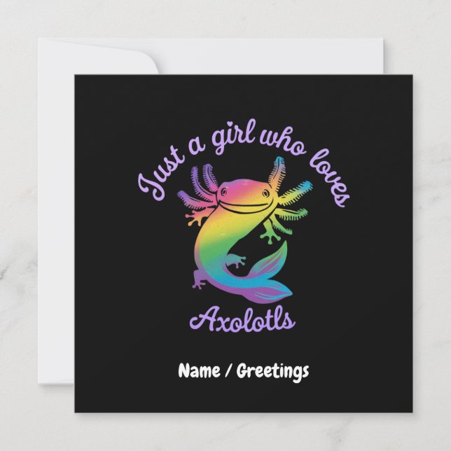 Bara en flicka som Kärlek Axolotls Cute Anpassade Inbjudningar (Framsida)