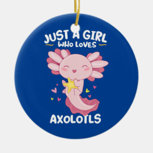 Bara en flicka som Kärlek Axolotls Kawaii Cute Ros Julgransprydnad Keramik