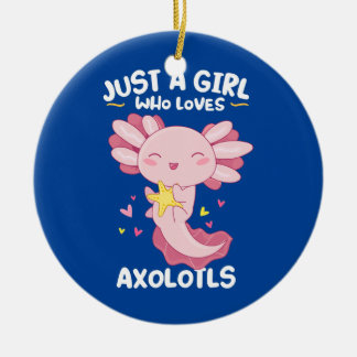 Bara en flicka som Kärlek Axolotls Kawaii Cute Ros Julgransprydnad Keramik