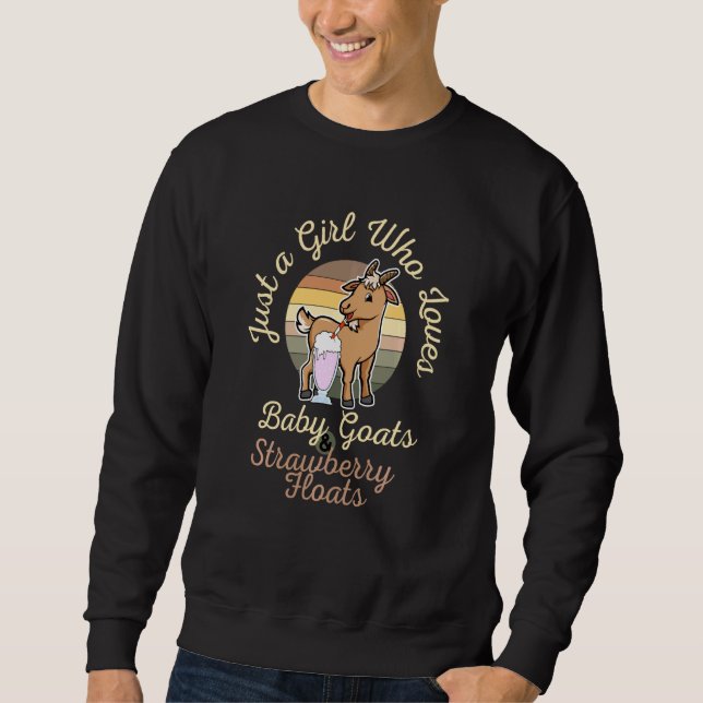 Bara en flicka som Kärlek Baby Goats & Strawberry  Lång Ärmad Tröja (Framsida)