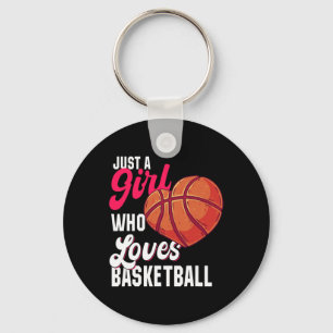 Bara en flicka som Kärlek Basketball Girl Kids Gir Nyckelring