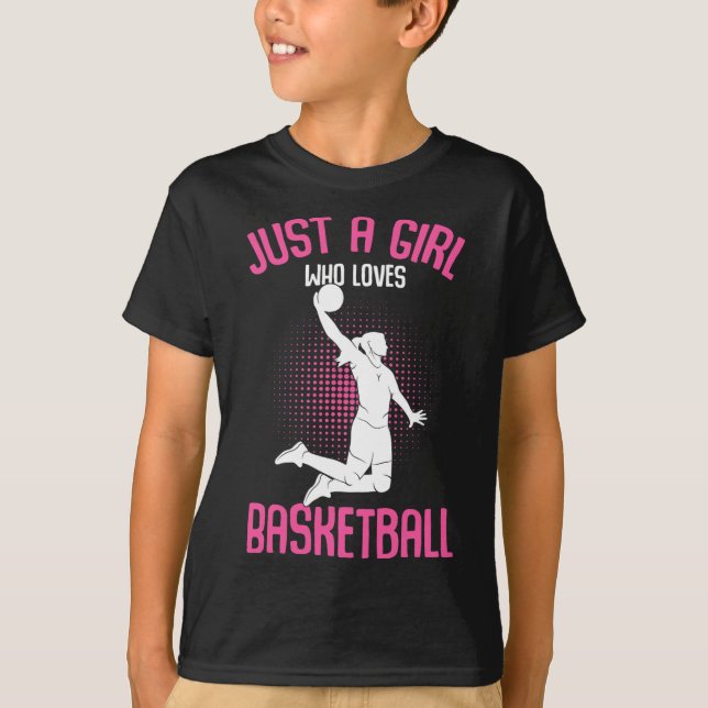 Bara en flicka som kärlek Basketball Kids Girls T Shirt (Framsida)