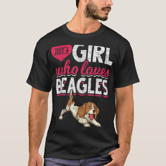 Bara en flicka som Kärlek Beagles Hund Pet Owner B T Shirt (Framsida)