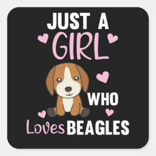 Bara en flicka som Kärlek Beagles Kawaii Hund Beag Fyrkantigt Klistermärke