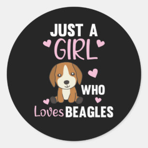 Bara en flicka som Kärlek Beagles Kawaii Hund Beag Runt Klistermärke