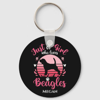 Bara en flicka som Kärlek Beagles Personlig Nyckelring