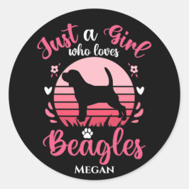 Bara en flicka som Kärlek Beagles Personlig Runt Klistermärke