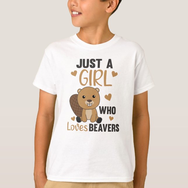 Bara en flicka som Kärlek Beavers - Cute Beaver T Shirt (Framsida)